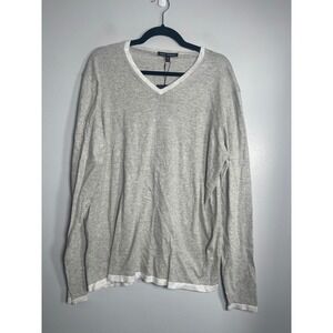 ROBERT KARAKETT V-Neck Sweater XL Light Grey NEW Cotton Casual Preppy Career